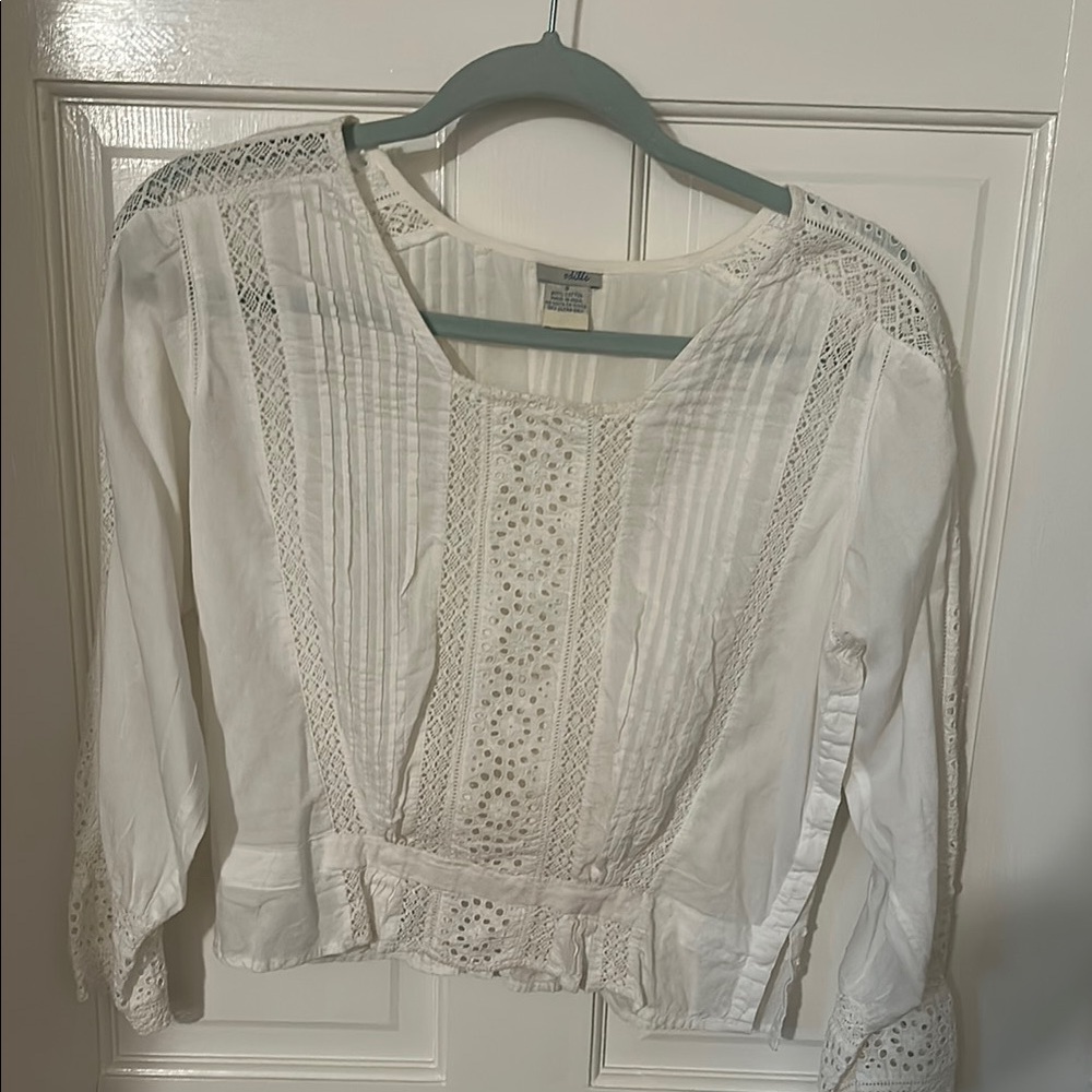 Odille Cream Pleated 3/4 Sleeve Blouse
